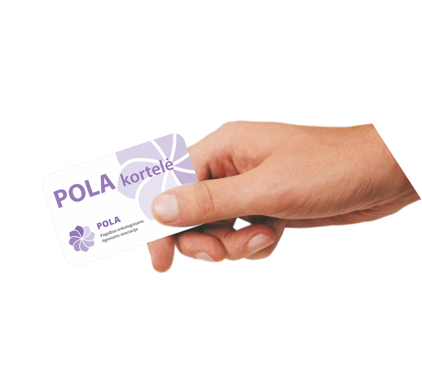 Rankoje laikoma POLA kortelė
