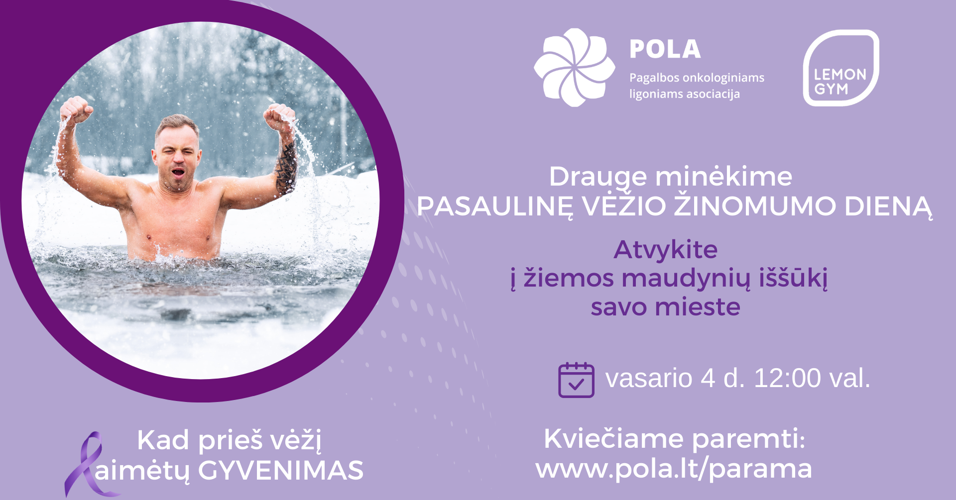 Plakatas apie žiemos maudynių iššūkį