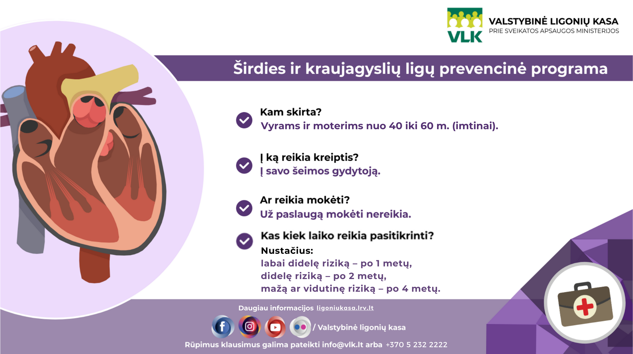 Širdies ir kraujagyslių ligų prevencinė programa VLK infografikas