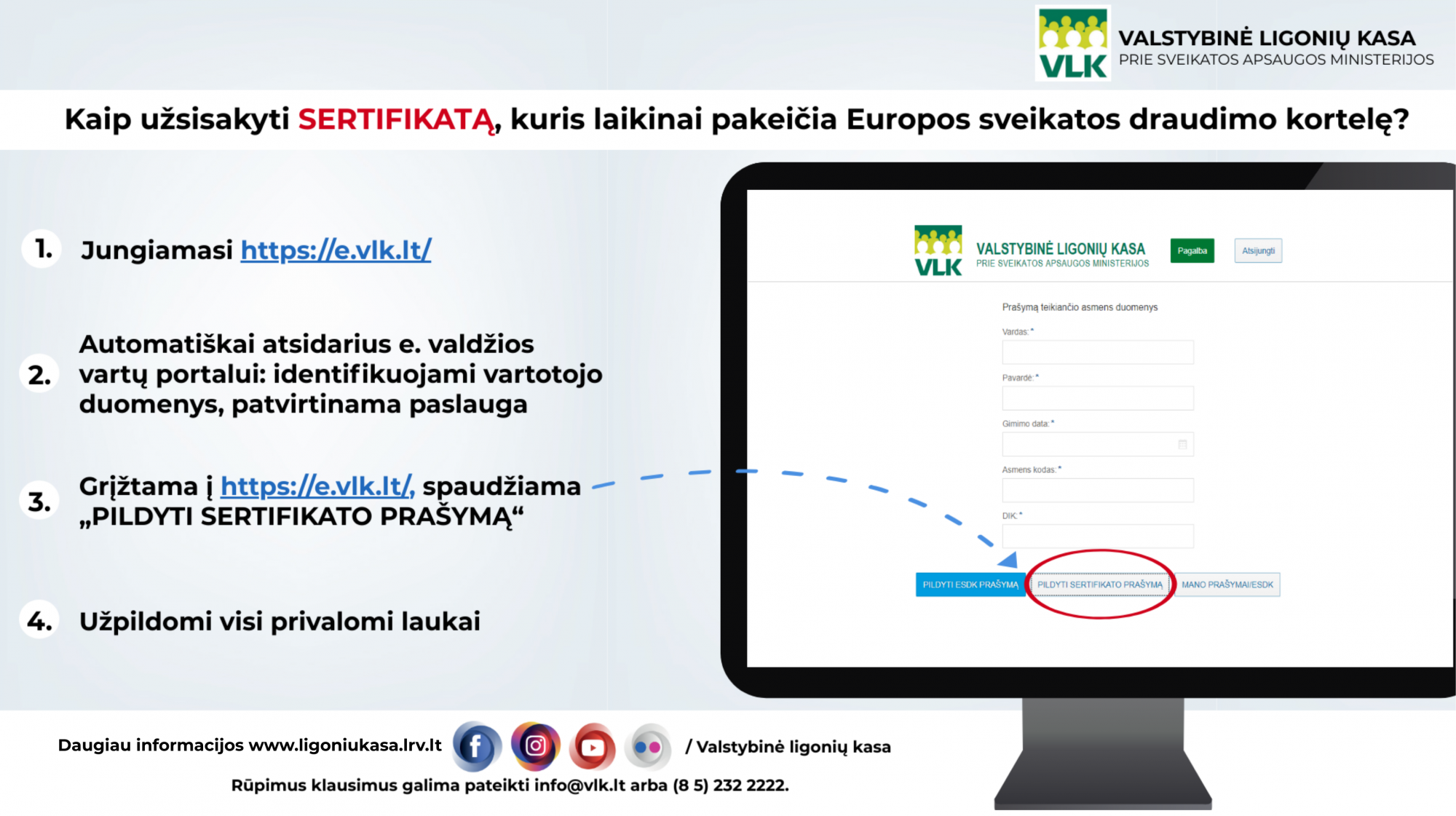 ESDK pakeičiantis sertifikatas VLK info