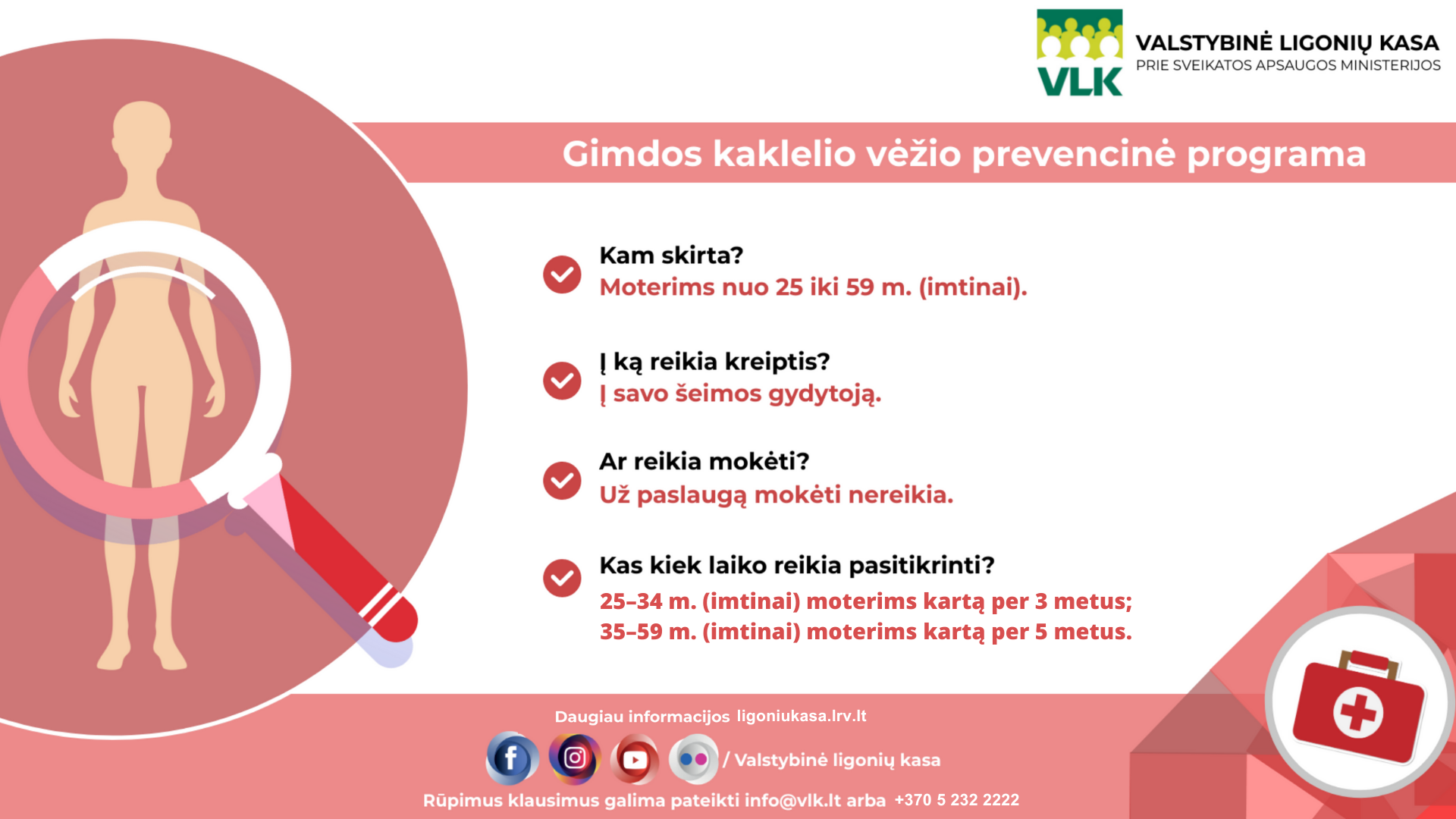 Gimdos kaklelio vėžio prevencinė programa. VLK infografikas