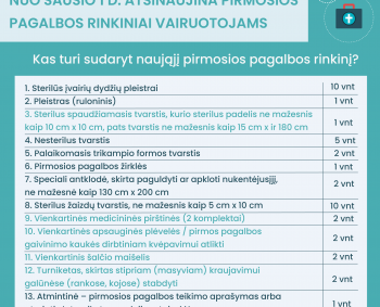 Nauji metai – nauji pirmosios pagalbos rinkiniai vairuotojams ir gydymo įstaigoms   
