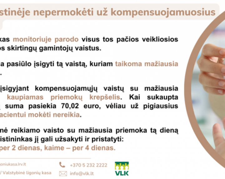 Kas dešimtas kompensuojamasis vaistas turi nuolat būti vaistinėse