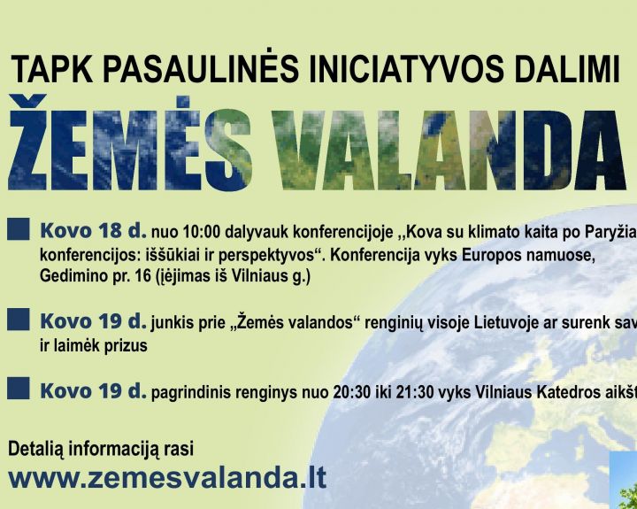  „Žemės valandoje“ dalyvaus daugiau nei 40 savivaldybių